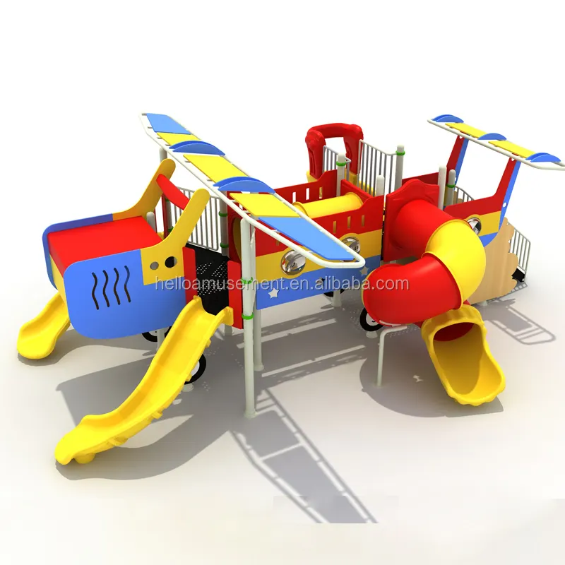 Outdoor Role Play Explore Airplane Indoor PE Slide Children Playground With Tube Slide