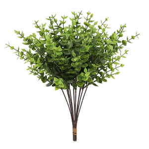 Planta Artificial de Eucalipto Simulada, Decoración Verde para el Hogar, Bodas, Uso en Exteriores, Hojas Dobles Verdes de Plástico, Estilo de 8 Mallas - Product Image 3