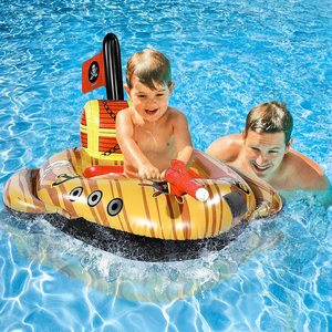 Children's Pirate Ship <b>Inflatable</b> Float Water Spraying Ring PVC <b>Pool</b> Toy 111x105x76cm Age 5-7 Years - Product Image 3