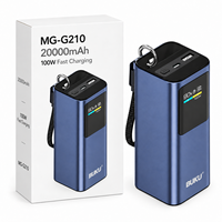 Batterie externe 100W bleue 20000mAh, chargeur portable avec double sortie Type-C, charge rapide PD, écran TFT MG-G210