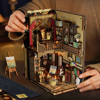 Puzzle en bois 3D et kit de maison miniature à faire soi-même - Ensemble complet de miniatures de maison de poupée pour l'affichage créatif et l'artisanat