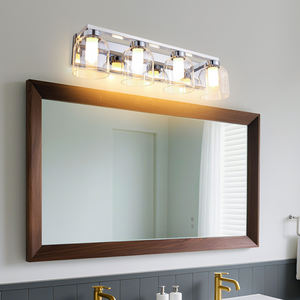 Applique murale moderne de luxe pour salle de bain, finition chrome argenté, abat-jour créatif en verre double transparent, pour hôtel et maison - Product Image 2