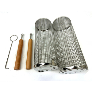 Nhà Máy Trực Tiếp Cán Nướng Giỏ Thiết Lập Các Mới Nhất Phong Cách Thịt Nướng Công Cụ Cán Nướng Giỏ Thiết Lập Với Dài Tay Cầm Bằng Gỗ - Product Image 6