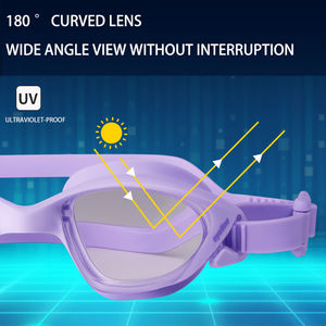 แว่นตาว่ายน้ำป้องกันรังสียูวีสำหรับเด็กผู้หญิง, แว่นตาสำหรับแข่งว่ายน้ำกันหมอกกันน้ำมีคุณสมบัติสายตาสั้นที่ดีที่สุดเลนส์ PC - Product Image 6