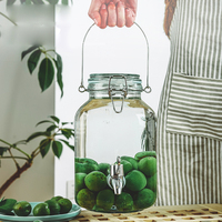 Tarro de vidrio sellado con mango grande de 1500ml-5000ml para almacenamiento de alimentos, crema, miel, hermético con tapa de Clip para botella de vino de elaboración automática