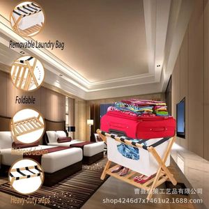 Support de rangement pour bagages en bois, double couche, pliable, pour valises, utilisation à domicile ou dans la chambre - Product Image 3