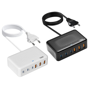 USB C高速充電器,100W GaN 6ポートUSB C高速充電ステーションハブブロックキューブ,QC USB aおよびPD USB Cウォール充電器 - Product Image 1