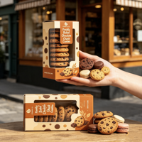 Boîtes d'emballage personnalisées pour biscuits, finition mate, avec fenêtre, pour biscuits longs, vente en gros