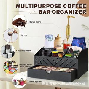 Caja organizadora de cosméticos negra para escritorio con cajones, organizador de herramientas de belleza, soporte para secador de pelo - Product Image 4