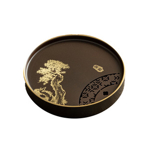 Oogishido Brass Mini <b>Tea</b> <b>Tray</b> Irregular Shape Heat Resistant For Kung Fu <b>Tea</b> Set Home Use With Decorative Design - Product Image 4
