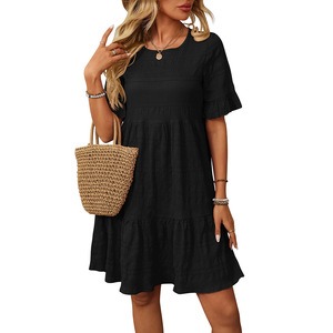 Vestido Elegante de Manga Corta, Holgado, Informal, Transpirable y Natural para Mujer, Primavera-Verano - Product Image 3