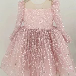 Cuento <span class=keywords><strong>de</strong></span> hadas <span class=keywords><strong>de</strong></span> ensueño Color caramelo flor tul <span class=keywords><strong>Alta</strong></span> <span class=keywords><strong>Costura</strong></span> <span class=keywords><strong>alta</strong></span> calidad boda cumpleaños niña princesa vestido <span class=keywords><strong>de</strong></span> fiesta con tren - Product Image 1