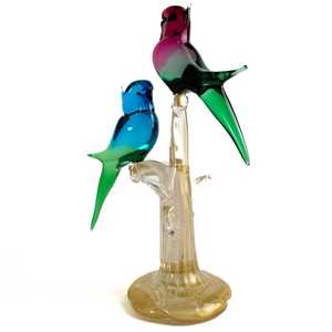 Sculpture de couple de perroquets en verre soufflé à la main, vase de table moderne en cristal, forme irrégulière, décoration artistique, écologique, haute qualité - Product Image 2