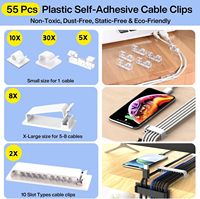 313 pièces manchons de fil réutilisables et pinces de câble électrique Kit de rangement de câble en plastique pour la gestion des câbles de bureau et PC à domicile