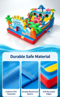 Château gonflable combiné sur le thème des requins océaniques avec toboggan et mur d'escalade en PVC robuste pour location commerciale, norme CE