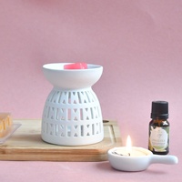 Support à Bougie Chauffe-Plat en Céramique Décoration Porcelaine, Brûleur d'Huile et de Cire, Diffuseur Chauffe-Parfum pour Huile Essentielle