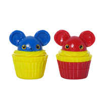 Nouveau design, moulin à herbes à trois couches en alliage de zinc et plastique, motif souris mignon bleu et rouge, avec boîte de présentation
