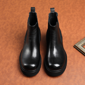 Bottes d'affaires pour hommes en cuir véritable de luxe, automne-hiver, à lacets, respirantes, semelle extérieure en caoutchouc - Product Image 5
