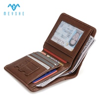 Kualitas tinggi pria kulit asli RFID memblokir dompet klip ukuran kecil gaya pendek menampilkan PC TF SD Data penyimpanan Slot kartu