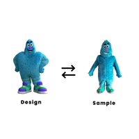 Costume de mascotte de monstre bleu de personnage de dessin animé à fourrure le plus vendu à vendre costumes de dessin animé pour l'événement de promotion des vacances