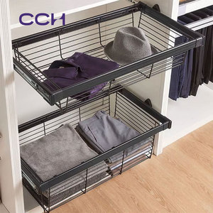 Đồ nội thất phụ kiện tủ quần áo kéo ra nhôm + sắt kim loại ardrobe quần áo tổ chức lưu trữ lớn lưới dây giỏ - Product Image 1