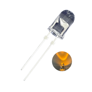 Lampu Peringatan LED Warna Amber 590-595nm 200mW 45 derajat Kepala Bulat Transparan Pin Pendek Stopper 5mm 2.0-2.2V 11000-13000mcd - Product Image 6