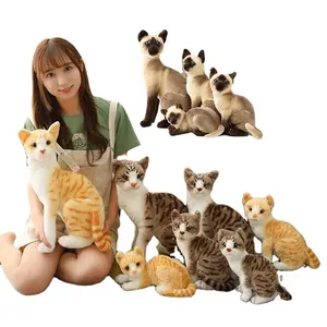 Wholesale Custom Simulation Cute Realistic Lifelike Cat Lying Short Plush Stuffed Animal Pet Cat Doll Stuffed Toys Kids Toy
