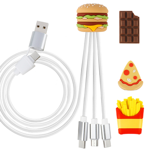 <span class=keywords><strong>Cable</strong></span> de Carga Universal 4 en 1 con Diseño de Hamburguesa, PVC, <span class=keywords><strong>Doble</strong></span> <span class=keywords><strong>Entrada</strong></span> USB Tipo <span class=keywords><strong>C</strong></span> - Product Image 1