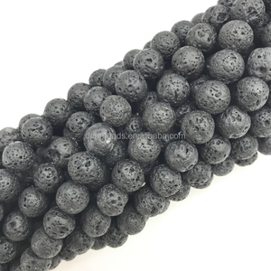 Perles en pierre <span class=keywords><strong>de</strong></span> lave noire naturelle en gros, perles en pierre <span class=keywords><strong>de</strong></span> lave pour la fabrication <span class=keywords><strong>de</strong></span> bijoux 4mm 6mm 8mm 10mm 12mm - Product Image 1