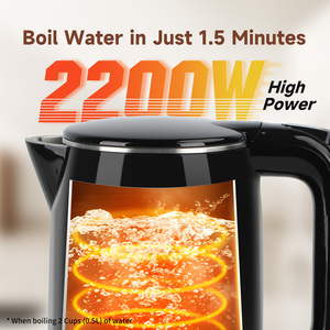 Aigostar bollitore elettrico in acciaio inox nero 1.7 litri-bollire veloce bollitore elettrico 2200W, doppia parete di protezione contro il calore, senza BPA - Product Image 4