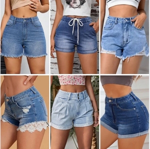 2025 fábrica de alta calidad chica pierna ancha de talla grande mujeres Zaras señoras pantalones elásticos rasgados pantalones cortos de mezclilla - Product Image 6