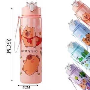 Cangkir sedotan Capybara botol air portabel kartun lucu dengan tali pembawa untuk anak-anak dan siswa desain bernilai tinggi - Product Image 6