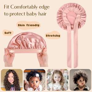 <span class=keywords><strong>Bonnet</strong></span> en satin rose de luxe à double couche personnalisé en gros, <span class=keywords><strong>bonnet</strong></span> unisexe pour enfants et bébés, utilisation quotidienne, réglable pour les enfants - Product Image 4