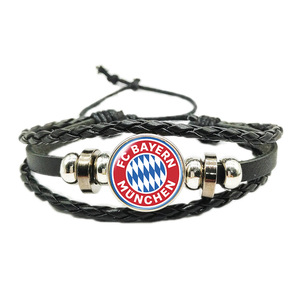 Popular Woven Leather Rope Stainless Steel Custom Flag Club Logo <b>Grease</b> Drop <b>Rubber</b> Unisex Cool Trend Bangle Anniversary Songfu - Product Image 4