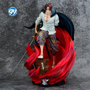 GY Figuras de One Piece Anime rambut merah Franks 4 King GK adegan patung model mainan dalam kotak action figure