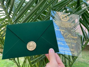 Carte d'invitation de <span class=keywords><strong>mariage</strong></span> acrylique de douche nuptiale de quinceanera <span class=keywords><strong>A5</strong></span> en plexi transparent de luxe personnalisé avec <span class=keywords><strong>enveloppe</strong></span> de velours et sceau de cire - Product Image 5
