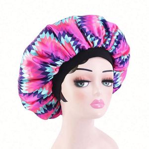 Bonnet de nuit imprimé motif africain double couche pour femme avec bande élastique en satin, idéal pour le quotidien et toutes les saisons - Product Image 4