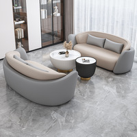 Ensemble de table basse et de canapé de luxe pour salon, avec cadre en bois et dessus en cuir, pour salon