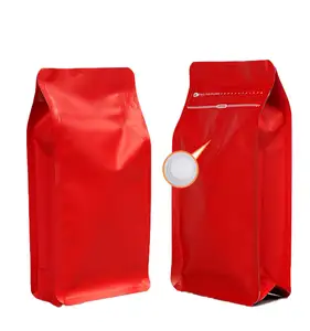 Refermable 1kg 500g 250g Mat Fond Plat Noir En Plastique Feuille D'aluminium Pack Sac De Café Avec Valve Et Fermeture À Glissière