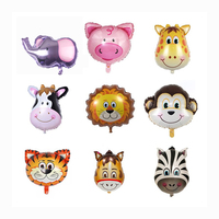 Ballon moyen en feuille d'aluminium à tête d'animal cochon tigre lion éléphant singe vache zèbre pour jouets d'enfants