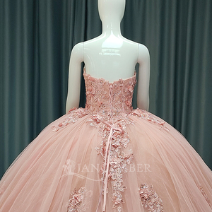 ANY184 Beautiful Strapless Pink Quinceanera <b>Sweet</b> 16 Girls Dress With <b>Flower</b> - Product Image 6