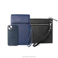 Pochette de poignet unisexe en cuir PU Saffiano avec logo personnalisé, sacoche pour tablette, sac à main – Usine BSCI pour distributeurs, commande en gros