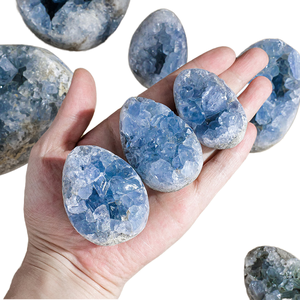 بيع بالجملة بيضة الكالسيت الأزرق الطبيعي Druzy منحوتة الشفاء مجموعة الجيود <span class=keywords><strong>Celestite</strong></span> لديكور المنزل - Product Image 1