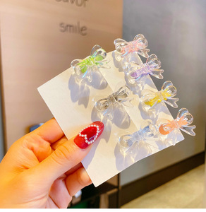 Nouveauté <span class=keywords><strong>2022</strong></span> : Mini-barrettes transparentes colorées style coréen avec petit nœud – Accessoires mignons pour <span class=keywords><strong>cheveux</strong></span> pour femmes - Product Image 6