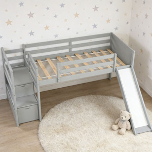 Lit cabane sur mesure pour plusieurs enfants avec toboggan et lits superposés de luxe, maisonnette pour enfants - Product Image 2