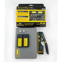 Kit d'Outils de Réparation pour Câbles Ethernet RJ45 Cat5e, Cat6, Cat7 avec Testeur, Pince à Sertir en ABS et Acier au Carbone, Dénudeur et Coupe-Câble