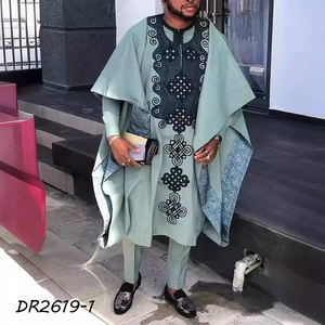 2025 Katoen Nieuwe Afrikaanse Heren Lange Mouw Afrikaanse Doek Set <span class=keywords><strong>3</strong></span> Stuks - Product Image 2