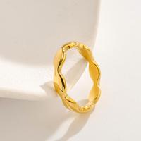 Bague Ondulée Irrégulière en Gros pour Femme, Plaqué Or 18K, Acier Inoxydable, Texture Minimaliste, Empilable, Tendance Quotidienne