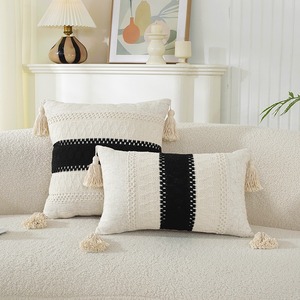 Almohadas de algodón Cojines Soporte lumbar Borla Fundas de almohada <span class=keywords><strong>para</strong></span> el hogar Sala de estar Sofá Decoración Funda de cojín - Product Image 5