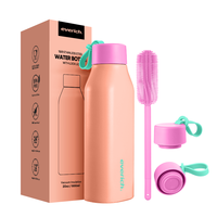 Everich OEM Bouteille d'eau carrée de 20oz en acier inoxydable avec poignée en silicone | Garde au froid 24H et au chaud 12H